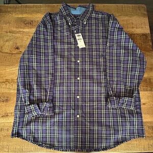 Chaps Men's Purple Plaid Button-Down Shirt. Size XXL / 2X